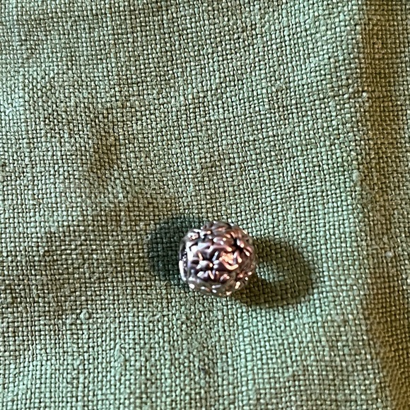 Pandora silver charm with flower design, approximately 1/3rd of an inch around. - Picture 2 of 5